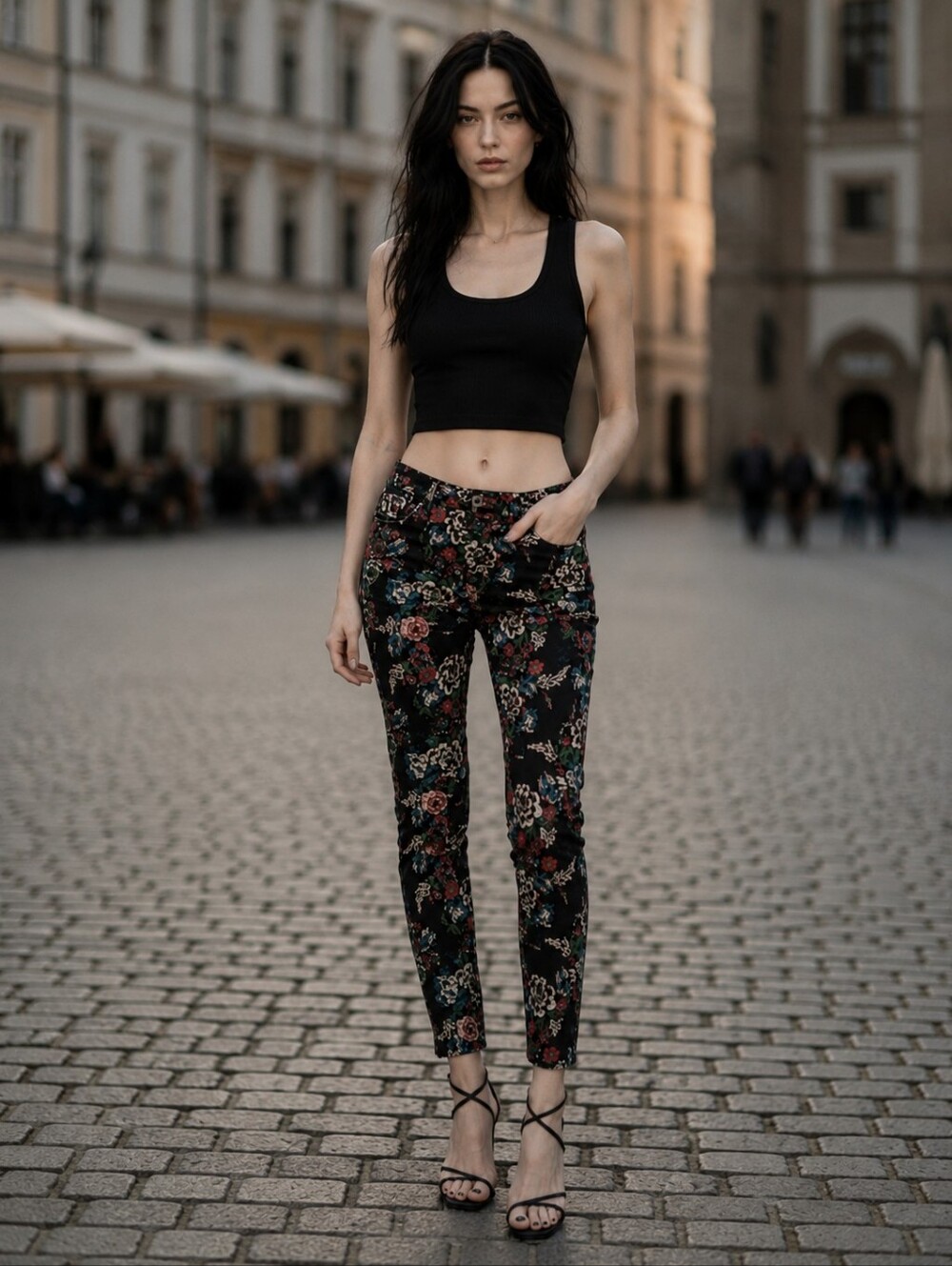 EUC Anthropologie Pilcro 28 Mid-Rise Skinny Jeans Dark Floral Cottagecore!!